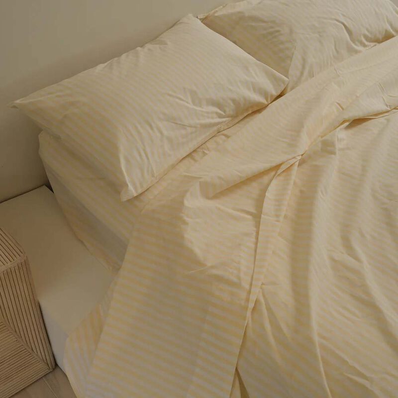 Home Lab 100% Stonewashed Cotton Stripe Sheet Set image number 1